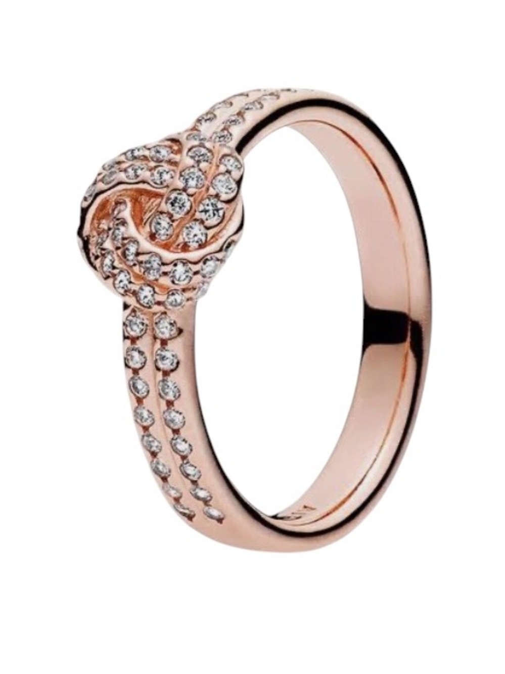 Retired Pandora Rose Gold Sparkling Love Knot Ring